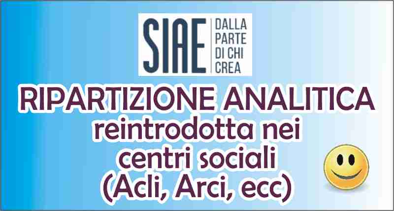 Siae – Analitico nei circoli